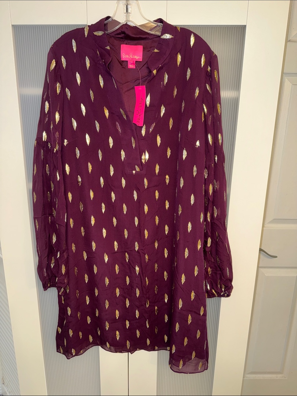 Lilly Pulitzer Plum Dress with Gold Motif